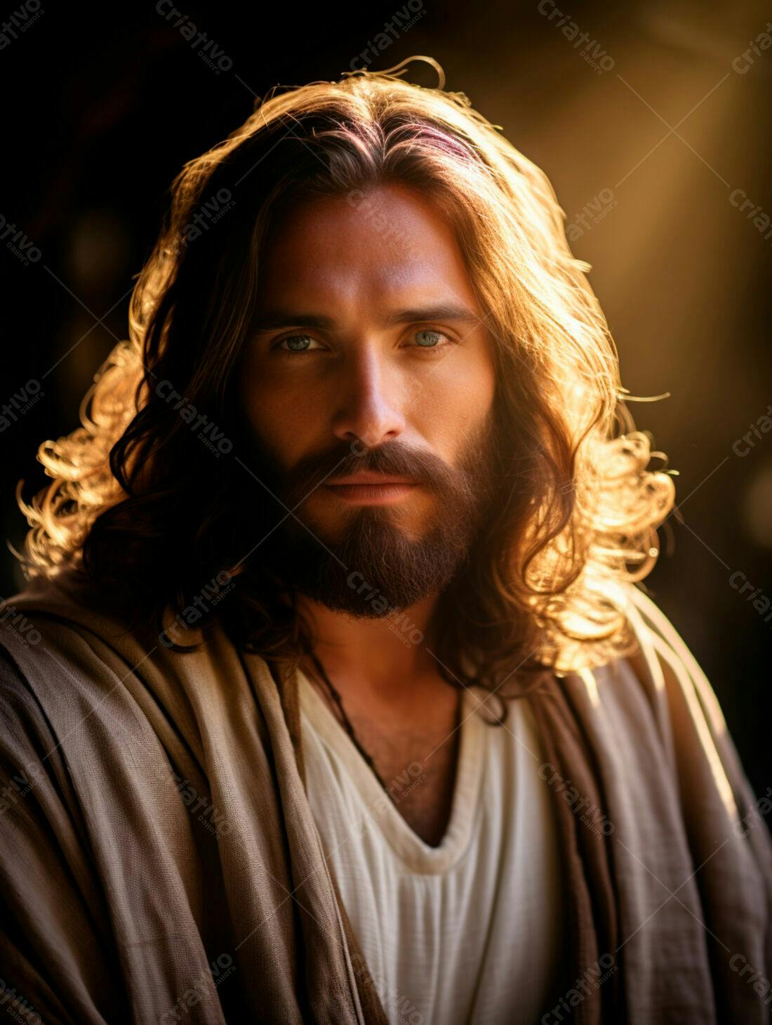 Jesus Cristo retrato iluminação dourada