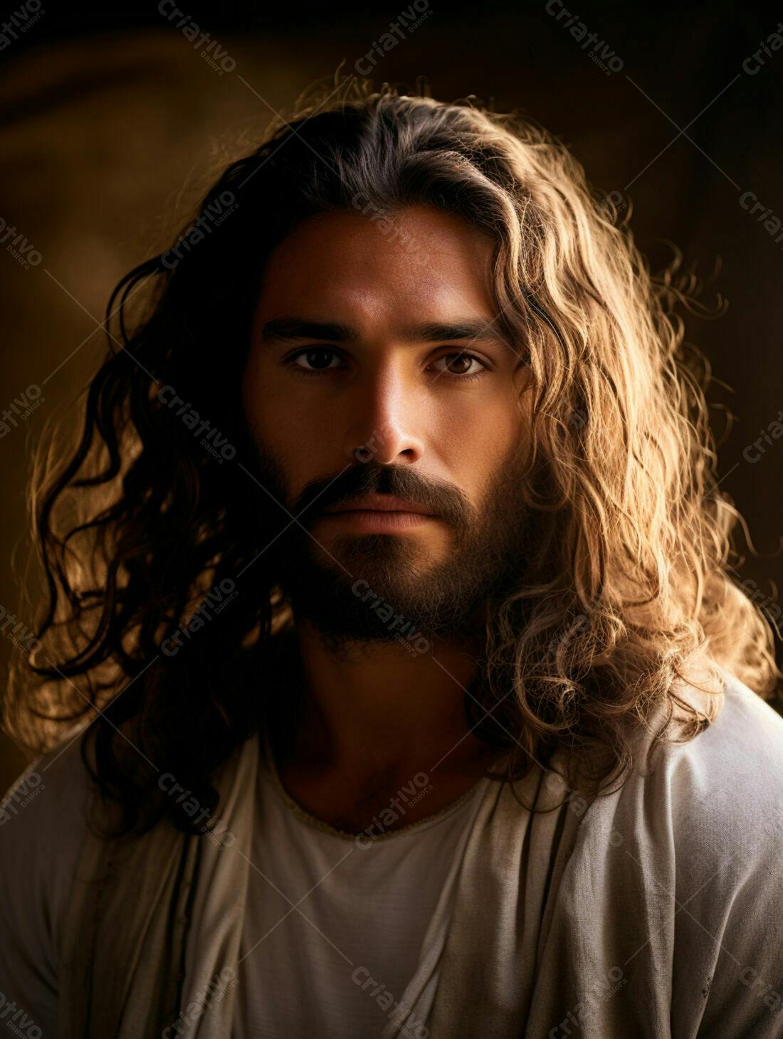 Homem com cabelos longos e barba retrato