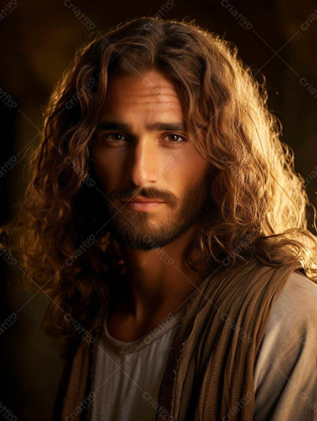 Retrato Homem Jesus Cabelo Longo