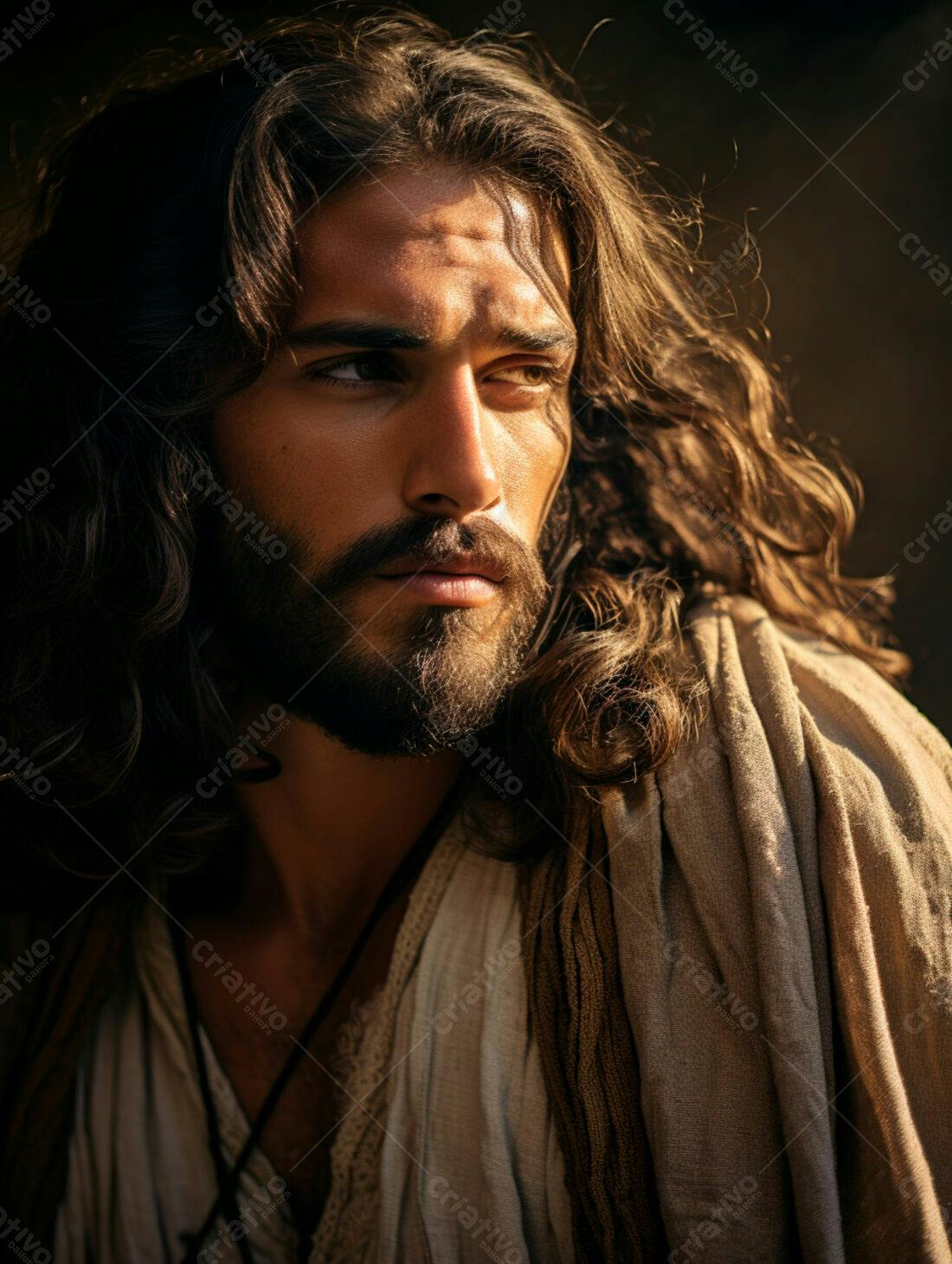 Retrato de Jesus Cristo com iluminação dramática