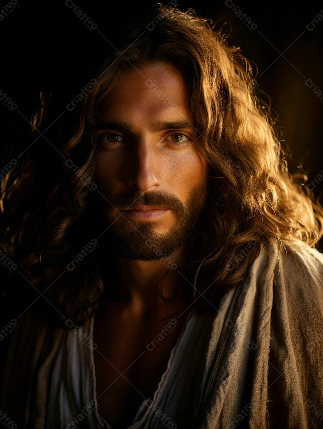 Jesus Cristo retrato iluminação dourada