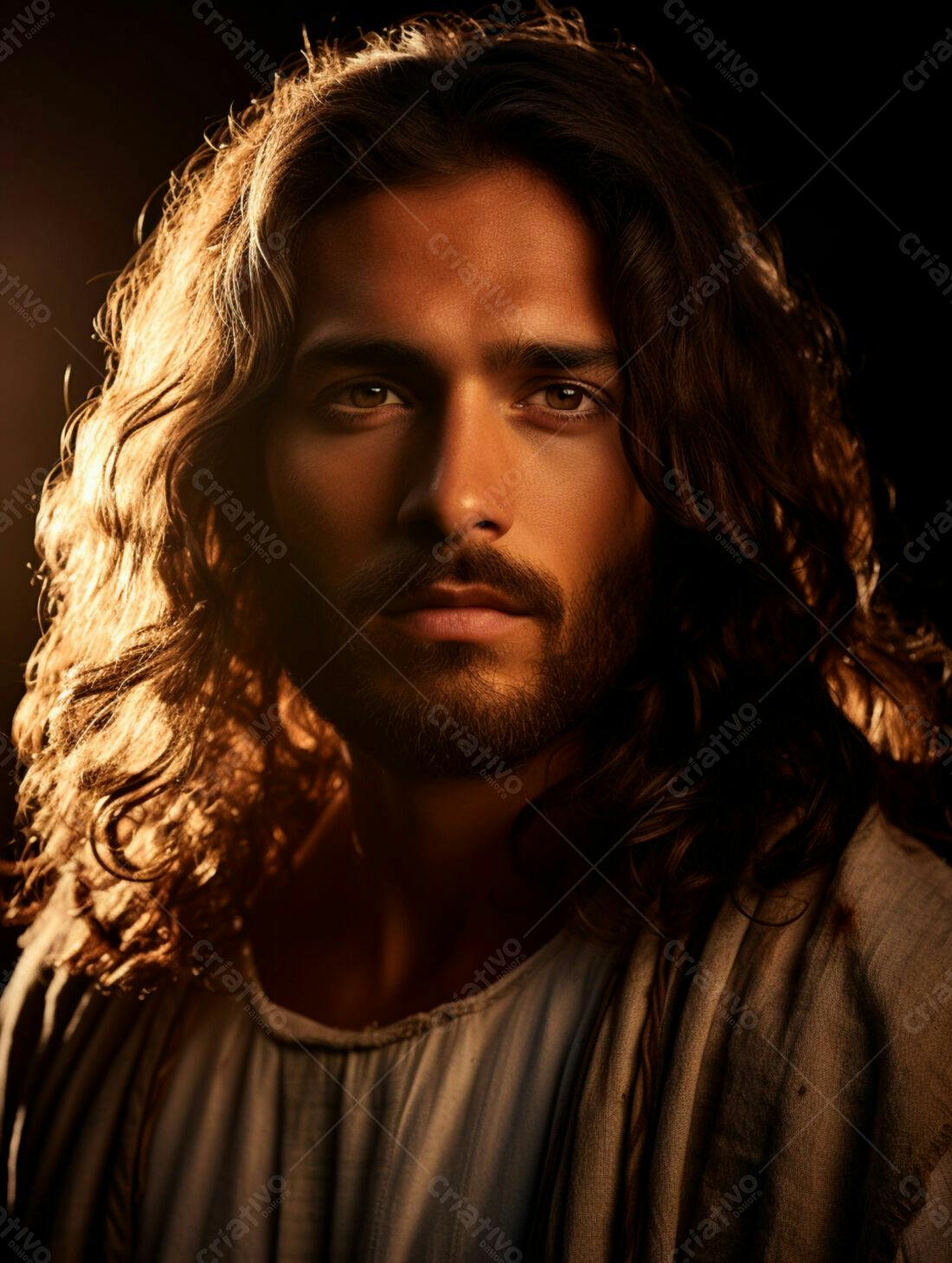 Homem com cabelos longos e barba retrato