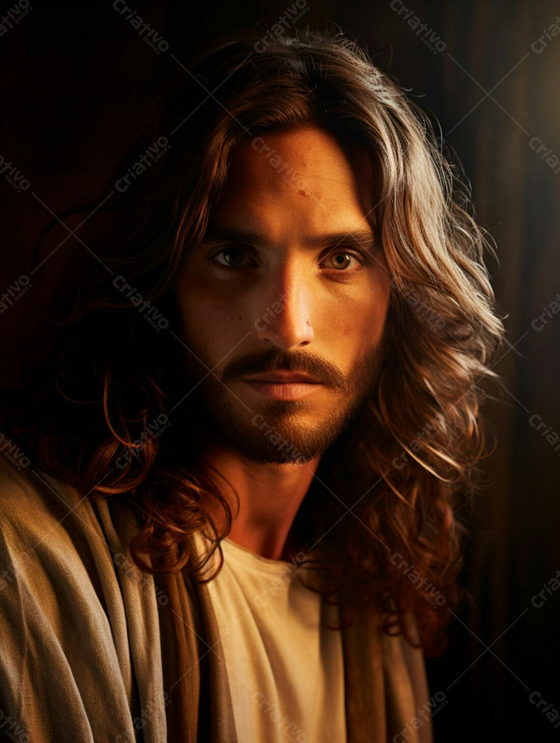 Homem com cabelos longos retrato tons quentes
