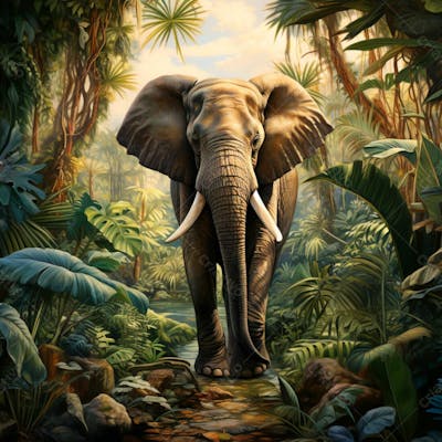 Um Elefante Majestosamente Em Uma Floresta 2