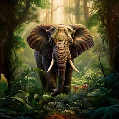 Um Elefante Majestosamente Em Uma Floresta 3