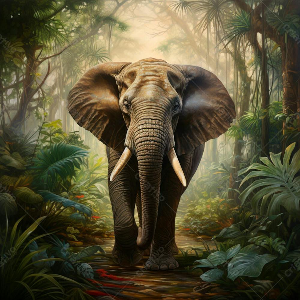 Um Elefante Majestosamente Em Uma Floresta 4