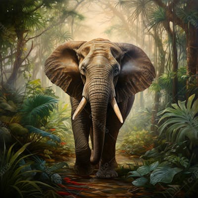 Um Elefante Majestosamente Em Uma Floresta 4