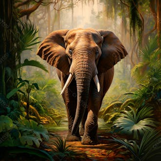 Um elefante majestosamente em uma floresta 5