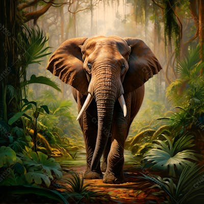 Um Elefante Majestosamente Em Uma Floresta 5