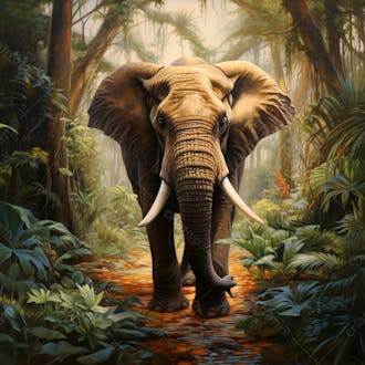 Um elefante majestosamente em uma floresta 6