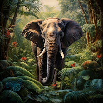 Um elefante majestosamente em uma floresta 7