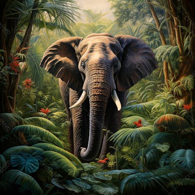 Um Elefante Majestosamente Em Uma Floresta 7
