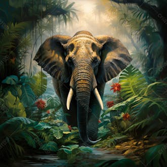 Um elefante majestosamente em uma floresta 8