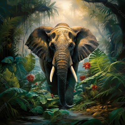 Um Elefante Majestosamente Em Uma Floresta 8