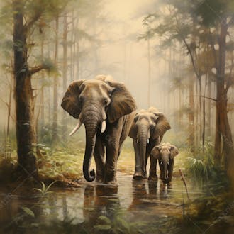 Um elefante majestosamente em uma floresta 9