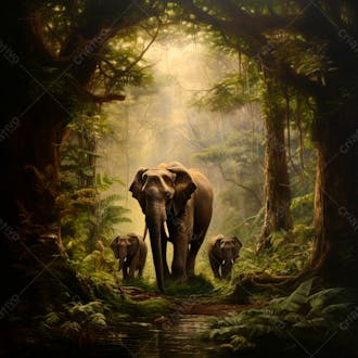 Um elefante majestosamente em uma floresta 10