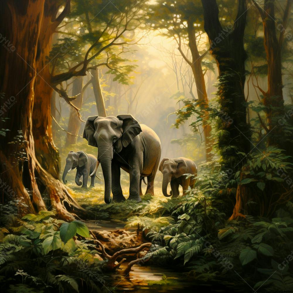 Um Elefante Majestosamente Em Uma Floresta 11