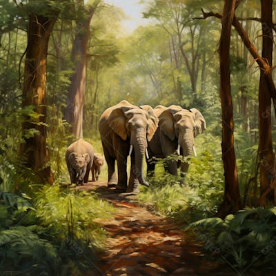 Um Elefante Majestosamente Em Uma Floresta 12