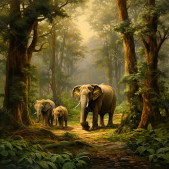 Um elefante majestosamente em uma floresta 13