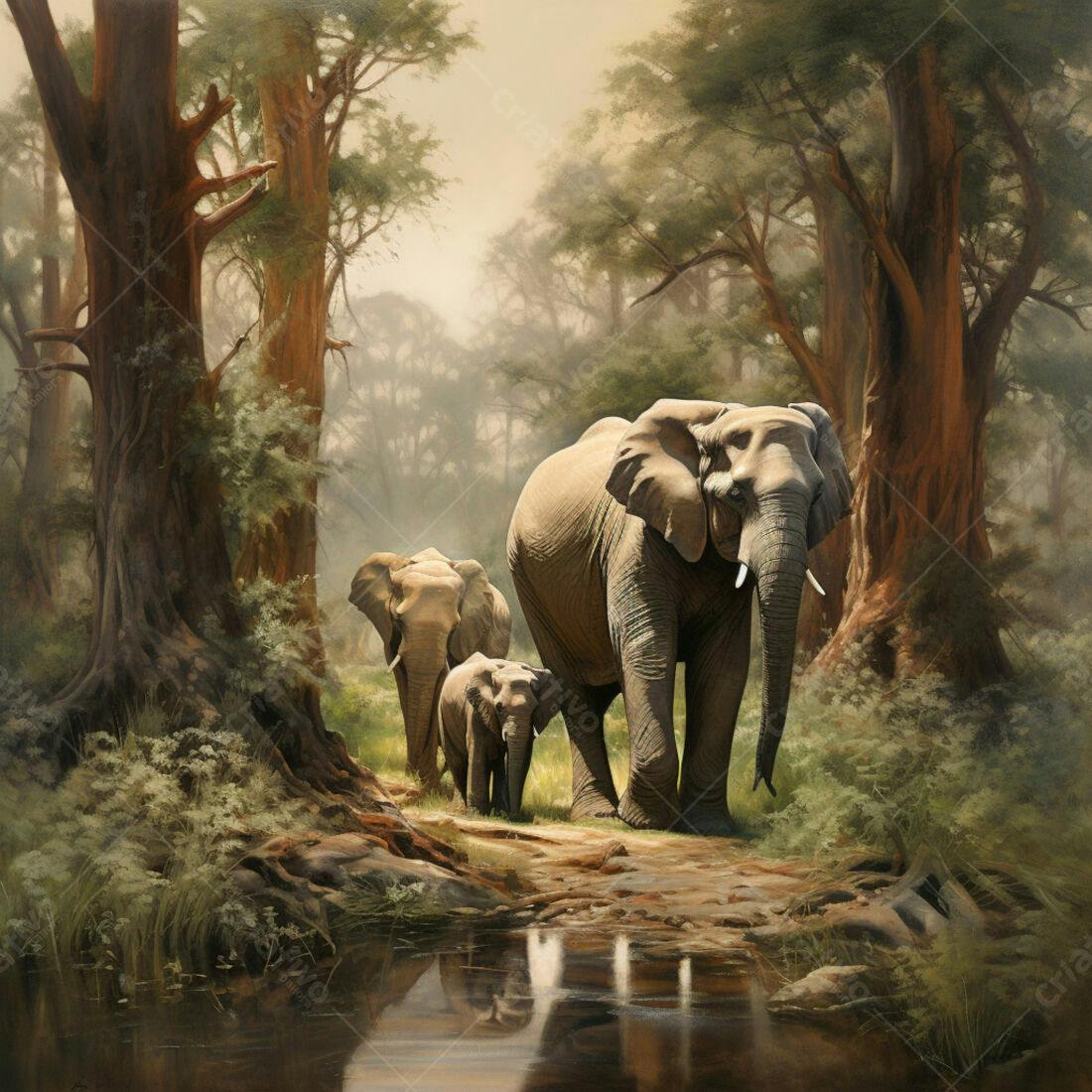 Elefantes na savana africana