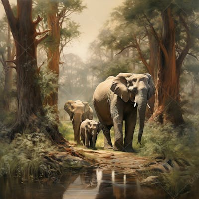 Um Elefante Majestosamente Em Uma Floresta 14