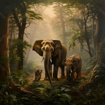 Um Elefante Majestosamente Em Uma Floresta 15