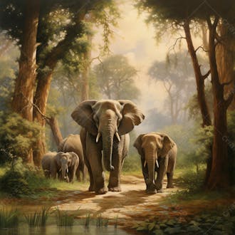 Um elefante majestosamente em uma floresta 16
