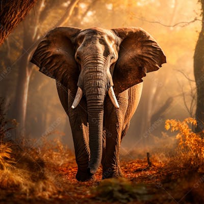 Um Elefante Majestosamente Em Uma Floresta 19
