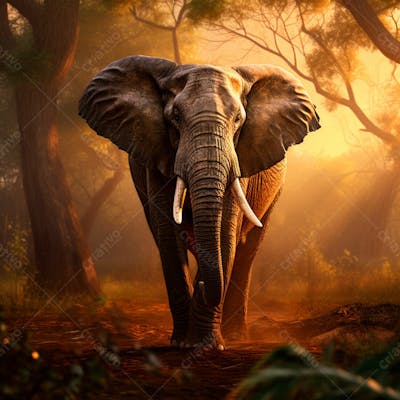 Um Elefante Majestosamente Em Uma Floresta 20