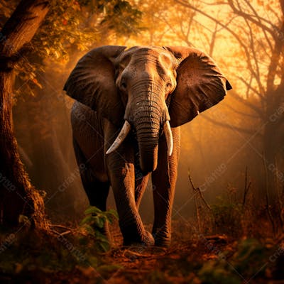 Um Elefante Majestosamente Em Uma Floresta 21