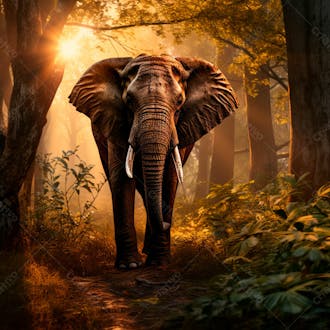 Um elefante majestosamente em uma floresta 26