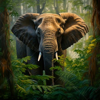 Um elefante majestosamente em uma floresta 30