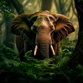 Um elefante majestosamente em uma floresta 31