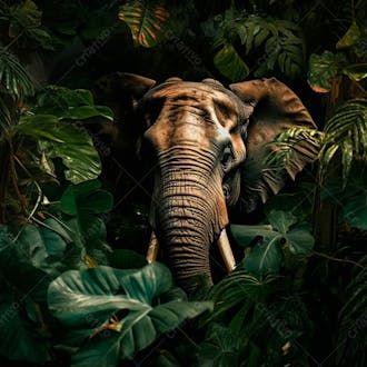 Um elefante majestosamente em uma floresta 32