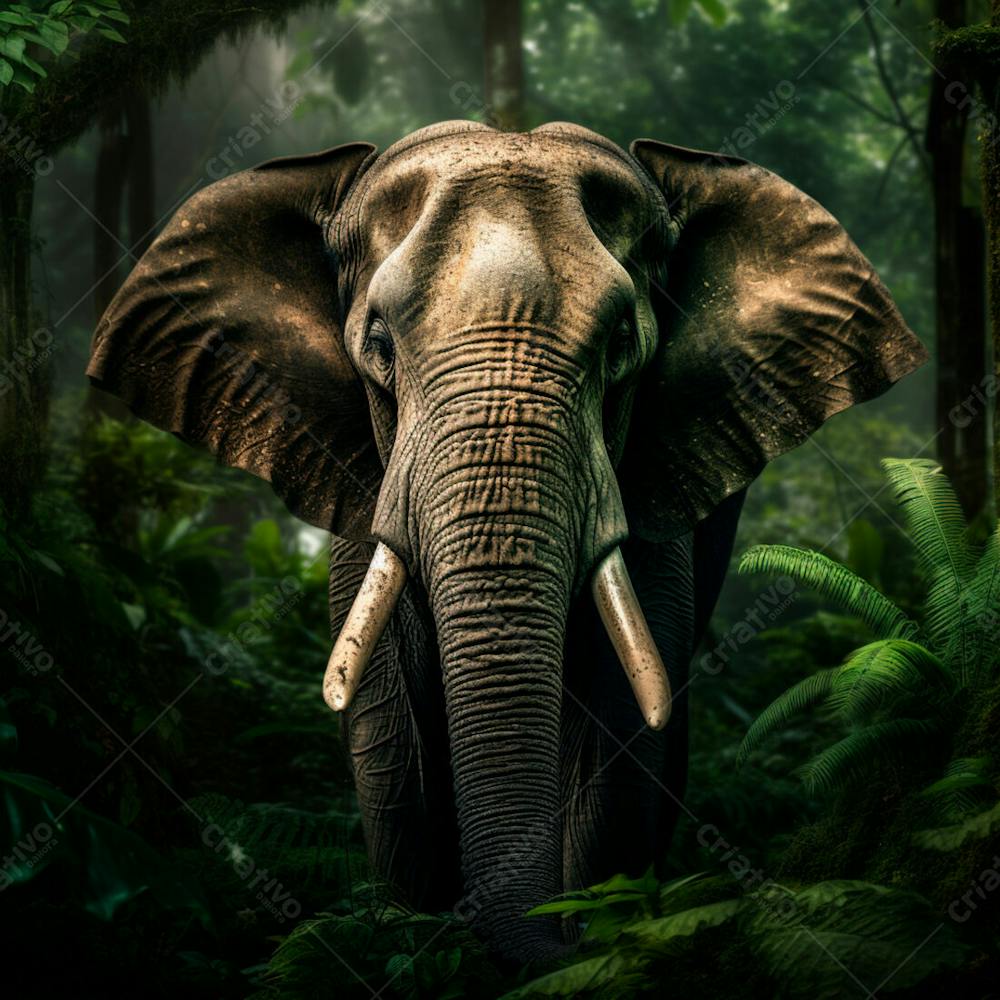 Um Elefante Majestosamente Em Uma Floresta 33