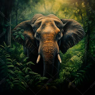 Um elefante majestosamente em uma floresta 34