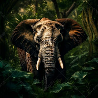 Um elefante majestosamente em uma floresta 35