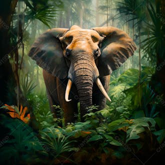 Um elefante majestosamente em uma floresta 36
