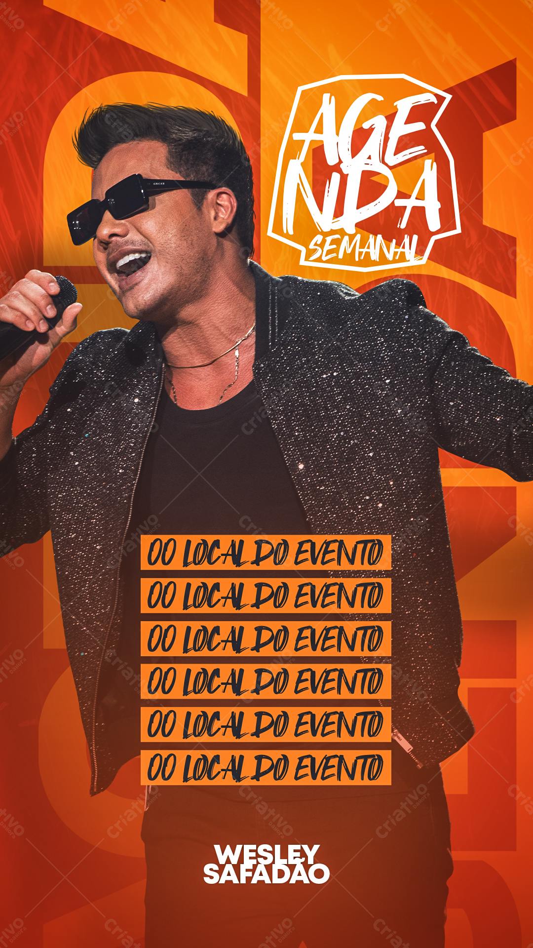 Flyer Agenda Semanal Wesley Safadão PSD Editável