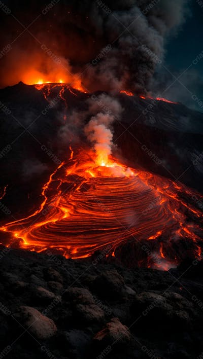 Imagem De Lava Derretida Sendo Expelida De Um Vulcão Em Erupção 11