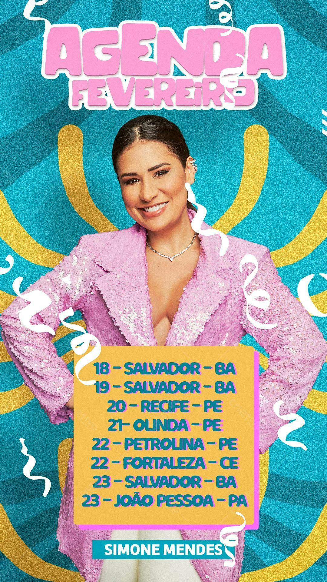 Flyer Agenda Fevereiro Simone Mendes PSD Editável