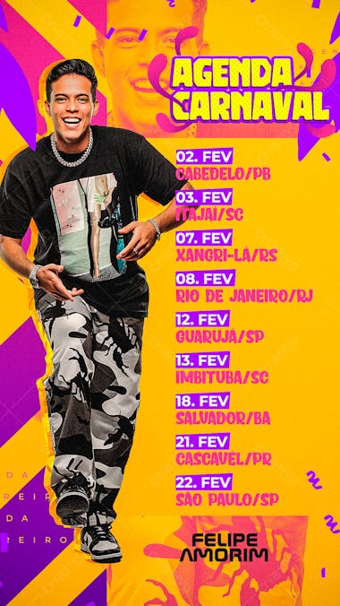 Story flyer felipe amorim agenda carnaval social media psd