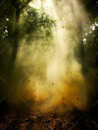 Imagem de fundo de densa neblina e fumaça na floresta 4