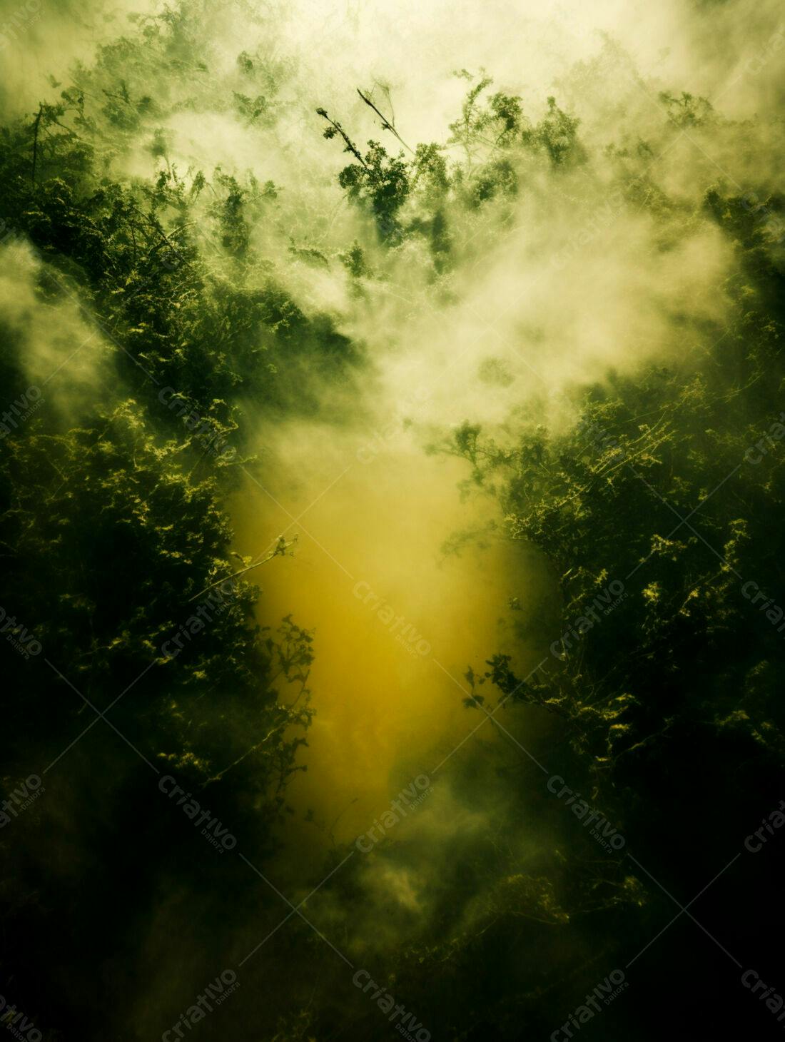 Floresta Envolvida em Névoa Verde