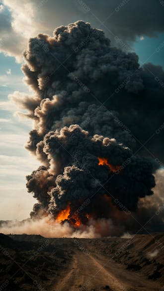 Imagem de fundo de uma grande explosão de fumaça em uma estrada 1