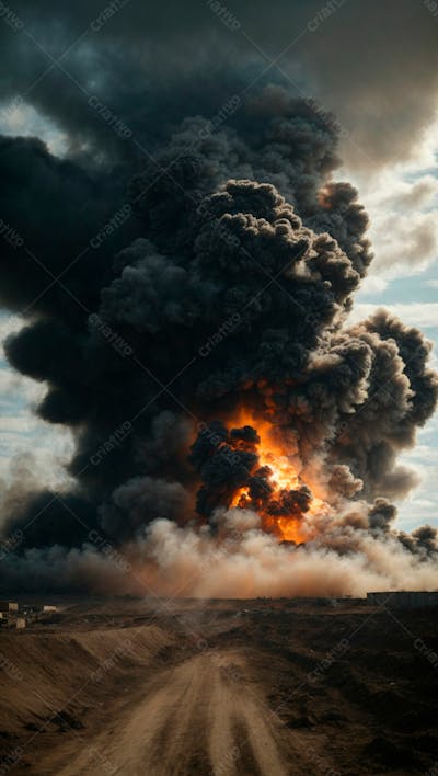 Imagem De Fundo De Uma Grande Explosão De Fumaça Em Uma Estrada 5