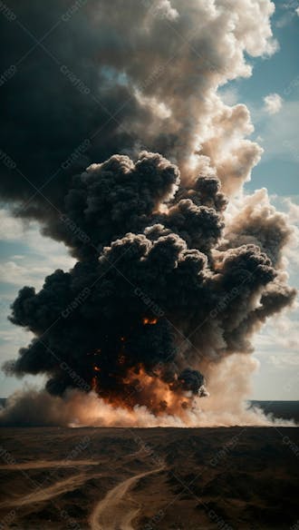 Imagem de fundo de uma grande explosão de fumaça em uma estrada 7