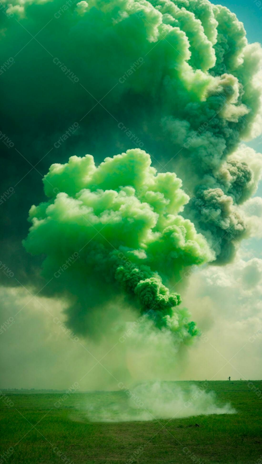 Nuvem Verde de Fumaça em Campo