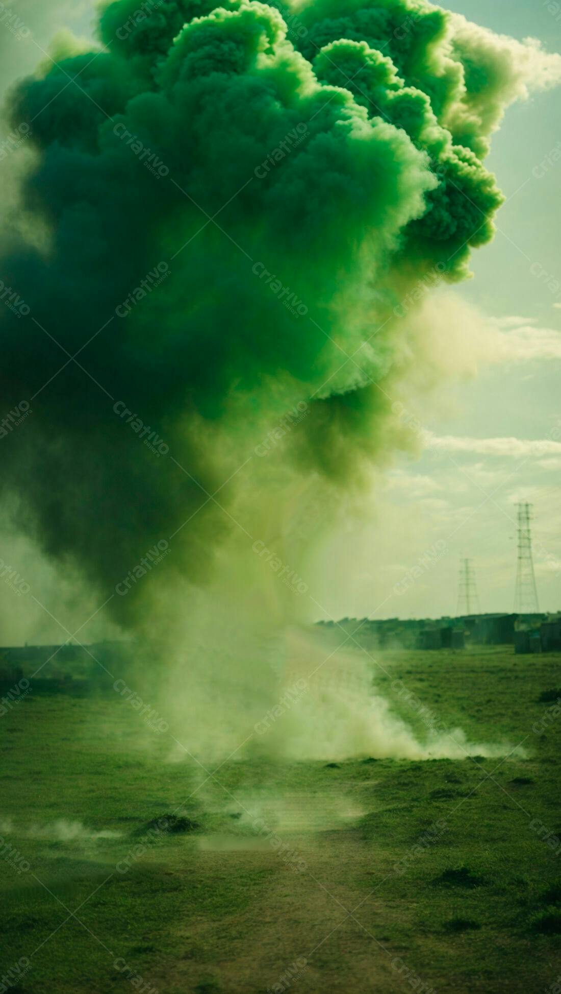 Nuvem de fumaça verde em campo