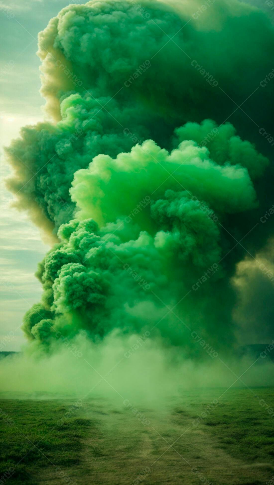 Nuvem de fumaça verde em campo